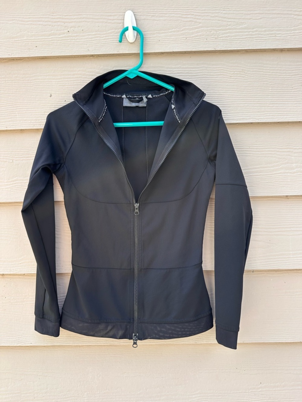 Adidas Stella Mccartney Womens Black Fitted Sports Jacket Size Small Zipper (B33